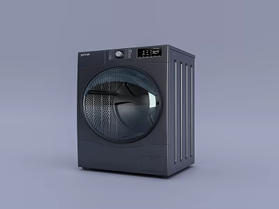 Haier Black Front Load Washing Machine With Digital Display And Control Knob 3d model