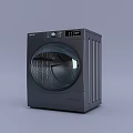 Haier Black Front Load Washing Machine With Digital Display And Control Knob 3d model
