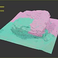 Natural Wood and Stone Formation with Rough Textured Surface on Square Base 3d model