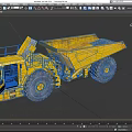 Yellow Heavy Duty Dump Truck 3D Model With Large Tires And Cabin Design