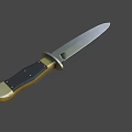 Military Tactical Knife Featuring Black Handle Golden Accents And Sharp Silver Blade