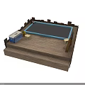 Outdoor Wooden Deck Structure With Rectangular Pool Steps And Storage Box