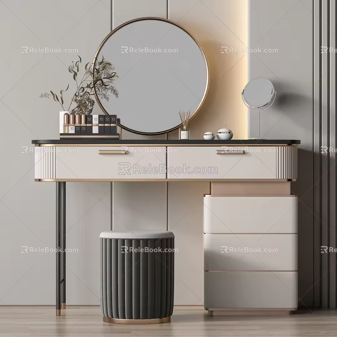 Modern Dressing Table Dressing Table Stool Combination 3d model
