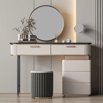 Modern Dressing Table Dressing Table Stool Combination 3d model