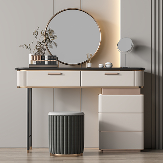 Modern Dressing Table Dressing Table Stool Combination 3d model