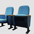 Modern Conference Room Seating With Blue Upholstery And Wooden Armrests