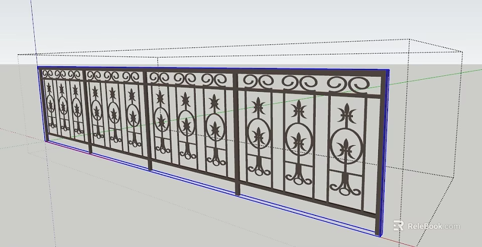 Decorative Wrought Iron Fence With Leaf And Circular Patterns For Outdoor Use 3d model 