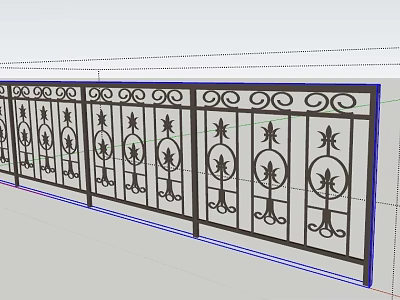Decorative Wrought Iron Fence With Leaf And Circular Patterns For Outdoor Use 3d model