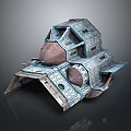 Futuristic Sci Fi Metallic Mechanical Structure With Geometric Design And Circular Components