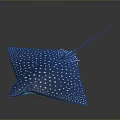Blue Ray Marine Creature with White Spots Detailed 3D Rendering Isolated on Dark Background