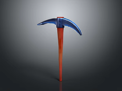 Pickaxe With Blue Head And Orange Handle 3D Render Isolated On Gray Background 3d model