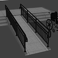 Sturdy Outdoor Wheelchair Accessible Concrete Ramp With Metal Handrail For Safe Accessibility