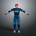 Game Movie Character In Blue Uniform With RPD Logo Arms Outstretched 3D Model Design