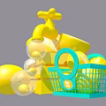 Vibrant Lemon Inflatable Decor with Faucet Shape Wooden Crate and Citrus Basket