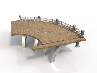 Classical Arch Bridge Architectural Design With Stone Paved Deck And Ornate Railing 3d model