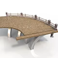 Classical Arch Bridge Architectural Design With Stone Paved Deck And Ornate Railing 3d model