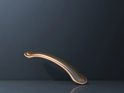 Modern Golden Curved Metal Handle With Sleek Design On Dark Flat Surface 3d model