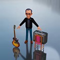 Vintage Household Items Including Acoustic Guitar And Retro TV Set