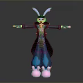 3D Character Model With Purple Ears Black Hat Yellow Glasses Blue Pants Pink Shoes