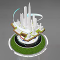 3D Urban Structure Model With Tall Buildings Underground Layers And Green Grass