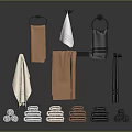 Colorful Bath Towels Folded And Hanging On Black Towel Rings For Bathroom Daily Use