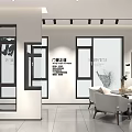 Modern Specialty Store Interior With Glass Windows Display Counter And Pendant Lights