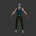 3D Male Character In Blue Vest White Shirt Red Gloves Brown Pants Standing With Glasses