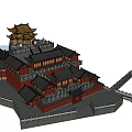 Ancient Chinese Architecture Featuring Multiple Tiered Roofs Yellow Main Hall Red Walls And Ornate Eaves