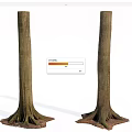 Natural Wood Tree Trunks Featuring Stone And Soil At Root Base 3d model