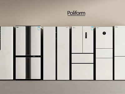 Poliform White Refrigerators and Freezers with Various Modern Designs Display Collection 3d model