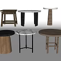 Various Stylish Side Tables With Wooden And Marble Tops And Metal Legs