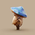 Walking Mushroom Creature With Blue Green Cap And Brown Body