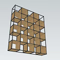 Modern Open Shelf Unit With Black Frame Wooden Shelves And Storage Compartments