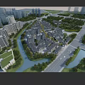 Aerial Planning of Modern Residential Community With River Greenery and Roads