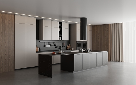 modern kitchen cabinet minimalist space 3d model