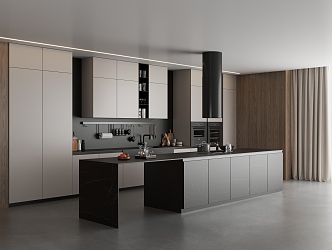 modern kitchen cabinet minimalist space 3d model