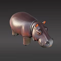 Cute Brown Hippo Doll With Orange Ears And Smooth Surface For Kids