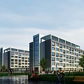Modern Multistory School Building With Large Windows Green Lawns And Students Walking