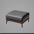 Modern Ottoman Design With Gray Cushion Brown Frame And Gold Legs