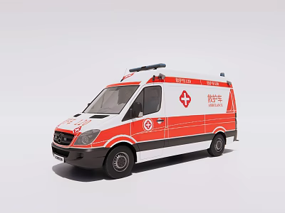 Ambulance Emergency Vehicle With Red White Livery Roof Lights And Medical Cross 3d model