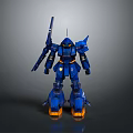 Blue Mecha Robot Character With Armor Weapon And Orange Feet Detailed Design Model