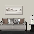 New Chinese-style Double Sofa Multi-person Sofa Solid Wood Sofa 3d model