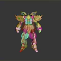 Golden Armored Mech Robot With Metallic Exterior And Symmetrical Structure