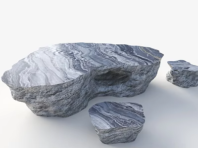 Natural Marble Stone Garden Ornaments With Irregular Shapes And Textured Surfaces 3d model