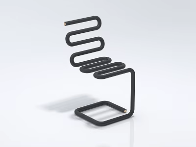 Black Modern Leisure Chair with Curved Metal Frame and Minimalist Design 3d model