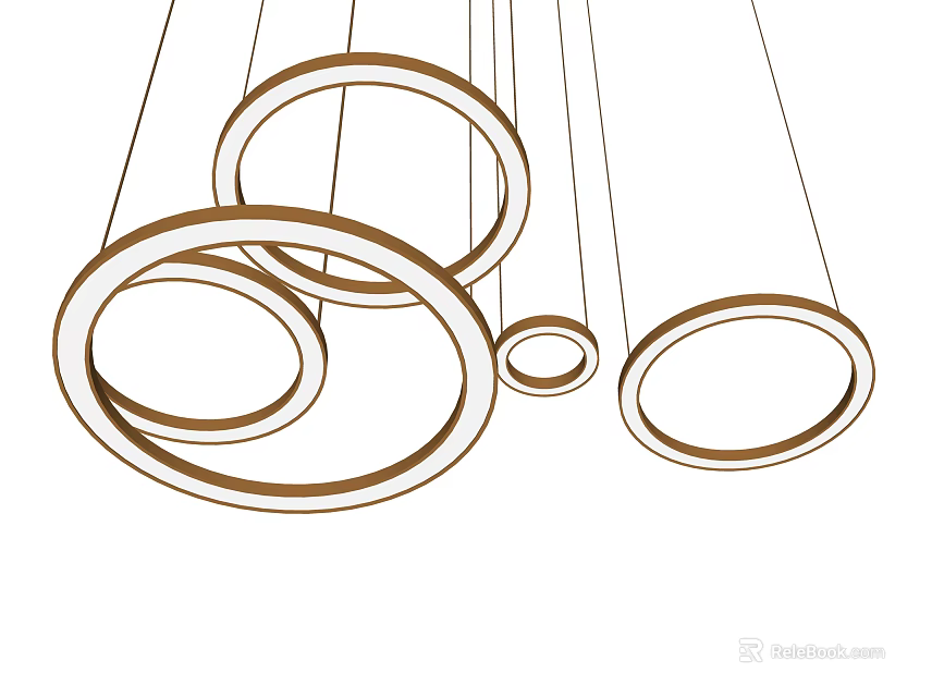 Modern Circular Ring Chandelier With Multiple Hanging Rings For Interior Lighting 3d model 