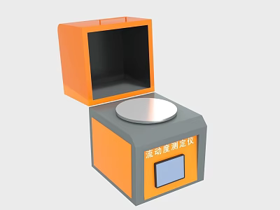 Orange And Gray Flowability Tester With Open Lid Metal Plate And Display Screen 3d model