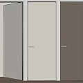 Three Modern Hinged Doors in White Beige and Wooden Brown Finishes for Interior Design
