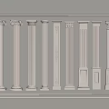 French Cream Gypsum Roman Column Square Column 3d model