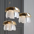 Modern Petal Shaped Pendant Lights With Brass Top And White Shades 3d model